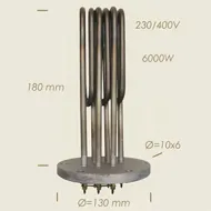 Element de incalzire (rezistenta) cu flansa pentru echipamente de calcat Ghidini, 180mm, 6.000W