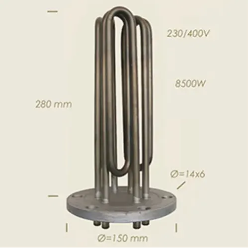Element de incalzire (rezistenta) cu flansa pentru echipamente de calcat Sidi, 280mm, 8.500W