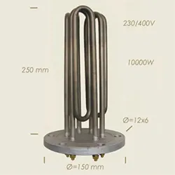 Element de incalzire (rezistenta) cu flansa pentru echipamente de calcat Ghidini, 250mm, 10.000W
