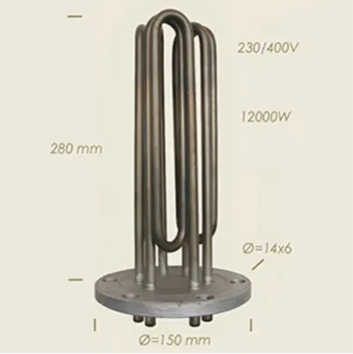 Element de incalzire (rezistenta) cu flansa pentru echipamente de calcat Sidi, 280mm, 12.000W