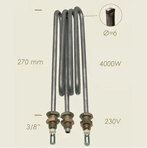 Element de incalzire (rezistenta) cu sonda pentru echipamente de calcat, lungime 270mm, filet 3/8″, 230V, 4.000W