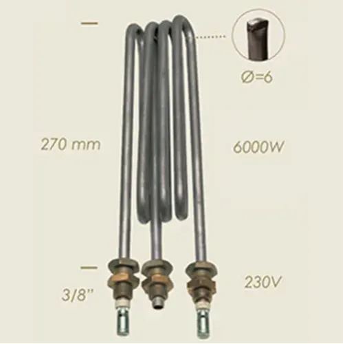 Element de incalzire (rezistenta) cu sonda pentru echipamente de calcat, lungime 270mm, filet 3/8″, 230V, 6.000W