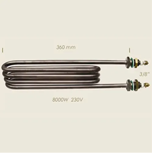 Element de incalzire (rezistenta) pentru echipamente de calcat, lungime 360mm, filet 3/8″, 230V, 8.000W