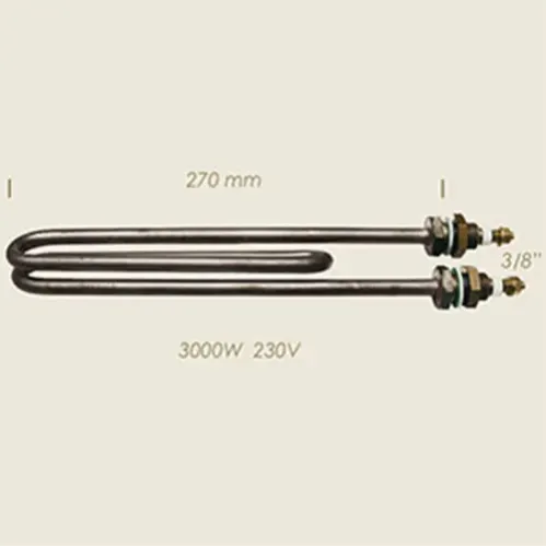 Element de incalzire (rezistenta) pentru echipamente de calcat, lungime 270mm, filet 3/8″, 230V, 3.000W