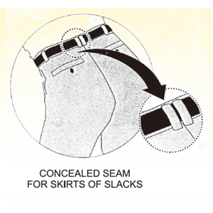 Piciorus compensator stanga cu ghidaj reglabil pentru betelia pantalonilor, cusatura ascunsa, transport concomitent prin tija de ac, pentru masini industriale de cusut simple cu 1 ac