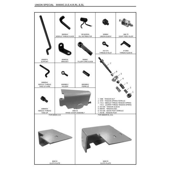 Piese de schimb pentru masini de cusut saci UNION SPECIAL 80800 Series