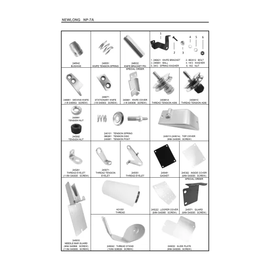 Piese de schimb pentru masini de cusut saci NEWLONG NP-7A