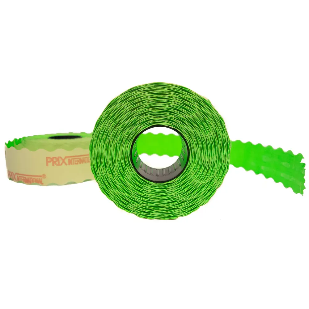 Etichete autoadezive cu adeziv permanent, dimensiune 26×12mm, colturi rotunjite, 1500 etic/rola, verde fluorescent