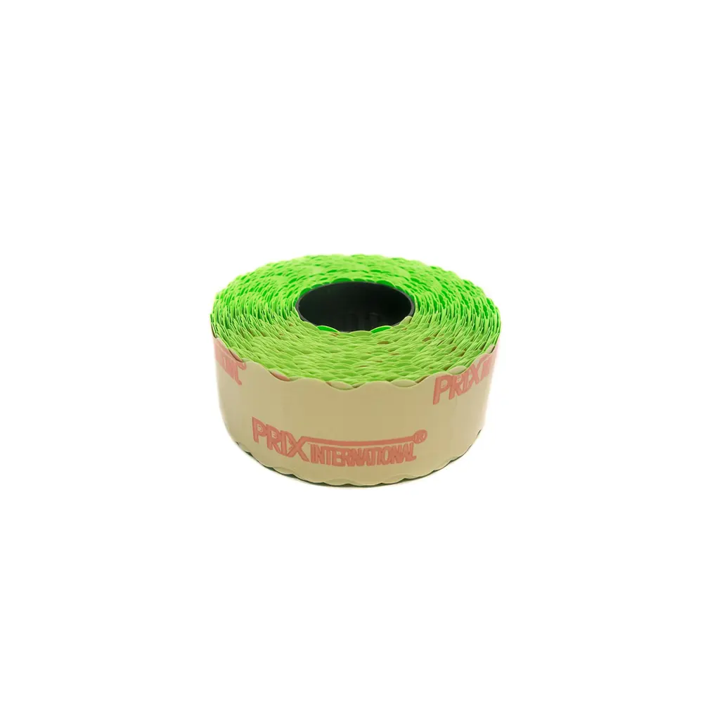Etichete autoadezive cu adeziv permanent, dimensiune 26×12mm, colturi rotunjite, 1500 etic/rola, verde fluorescent