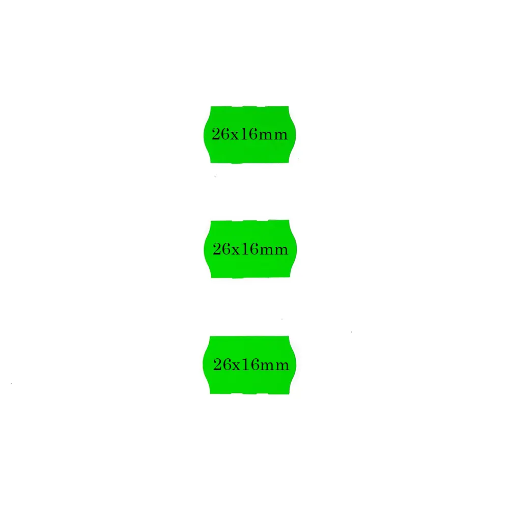 Etichete autoadezive cu adeziv permanent, dimensiune 26×16mm, colturi rotunjite, 1000 etic/rola, verde fluorescent